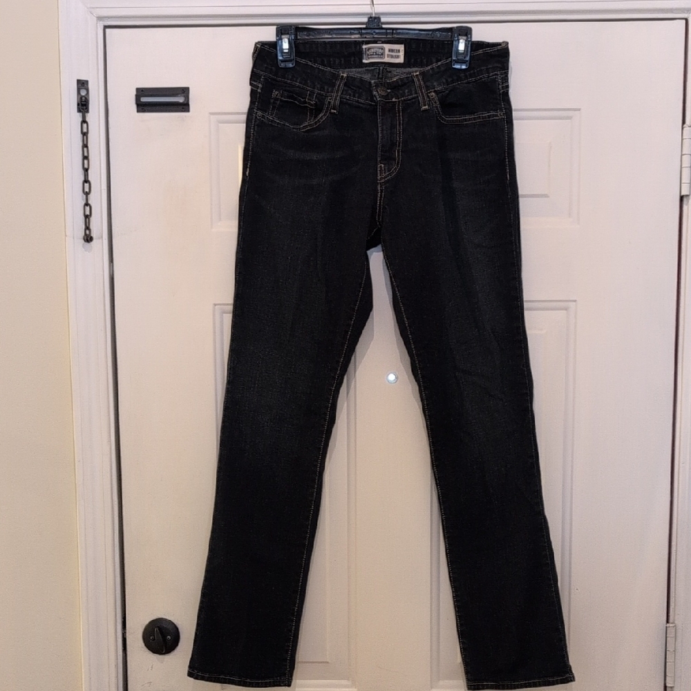 Levi's Signature Modern Straight Cut Dark Blue Jeans, Size 10M